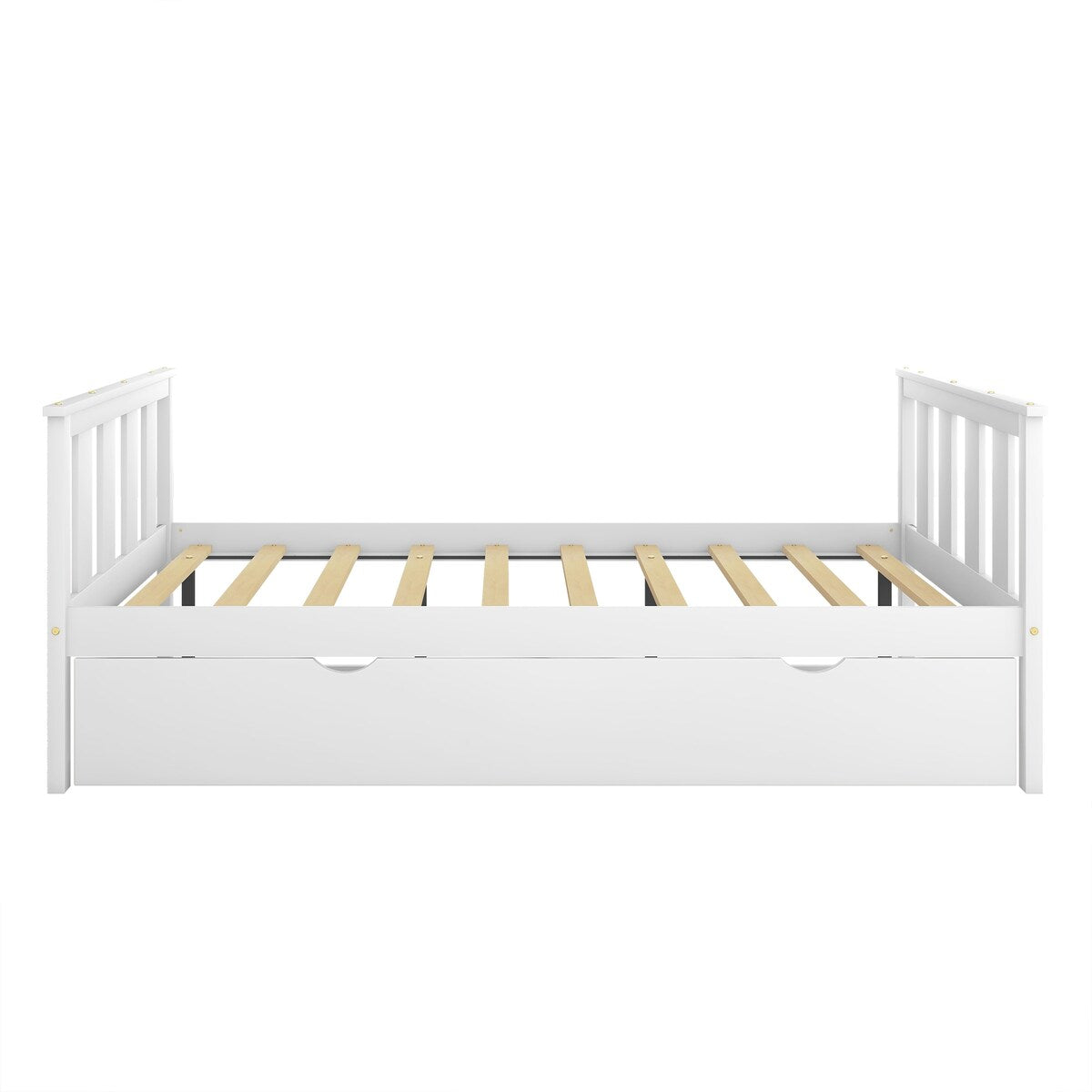 Bed Frame Wood Twin Platform Bed with Pull Out Trundle