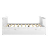 Bed Frame Wood Twin Platform Bed with Pull Out Trundle