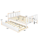 Bed Frame Wood Twin Platform Bed with Pull Out Trundle