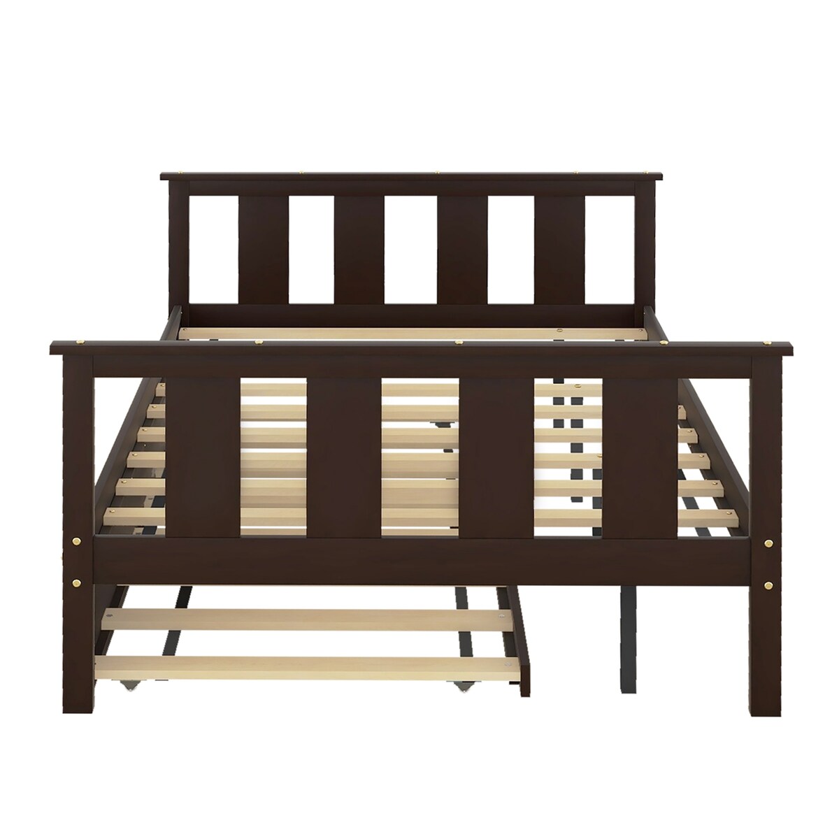 Bed Frame Wood Twin Platform Bed with Pull Out Trundle