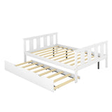 Bed Frame Wood Twin Platform Bed with Pull Out Trundle