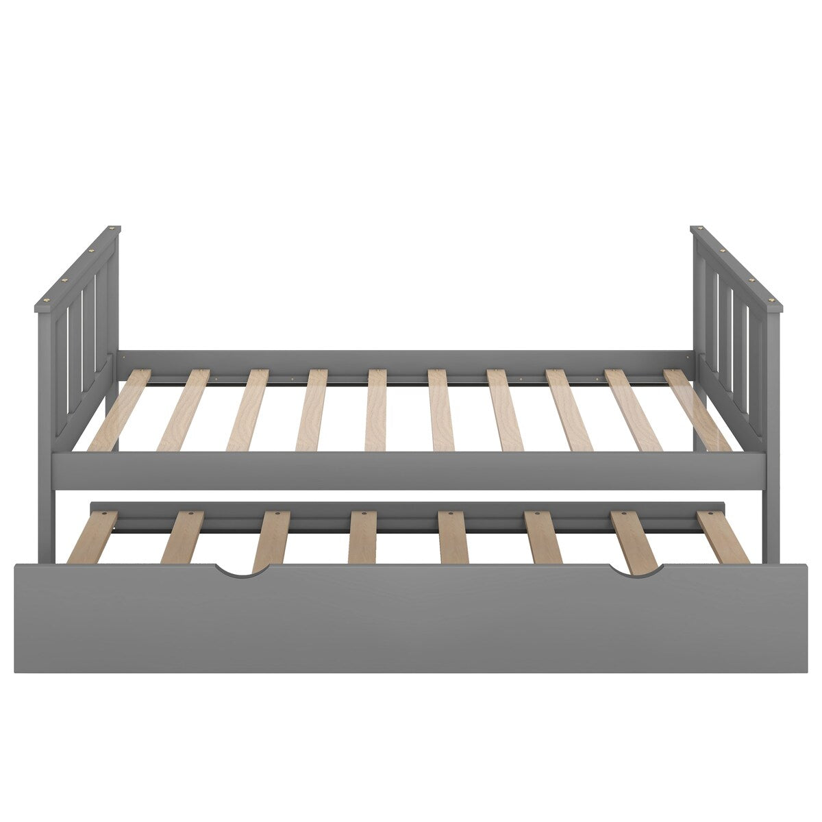 Bed Frame Wood Twin Platform Bed with Pull Out Trundle