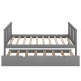 Bed Frame Wood Twin Platform Bed with Pull Out Trundle