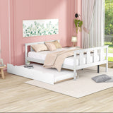Bed Frame Wood Twin Platform Bed with Pull Out Trundle