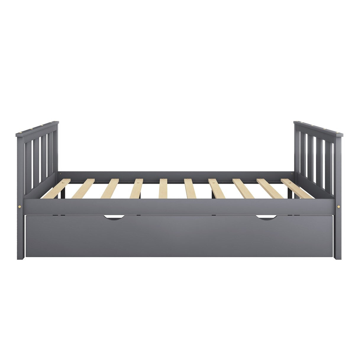 Bed Frame Wood Twin Platform Bed with Pull Out Trundle