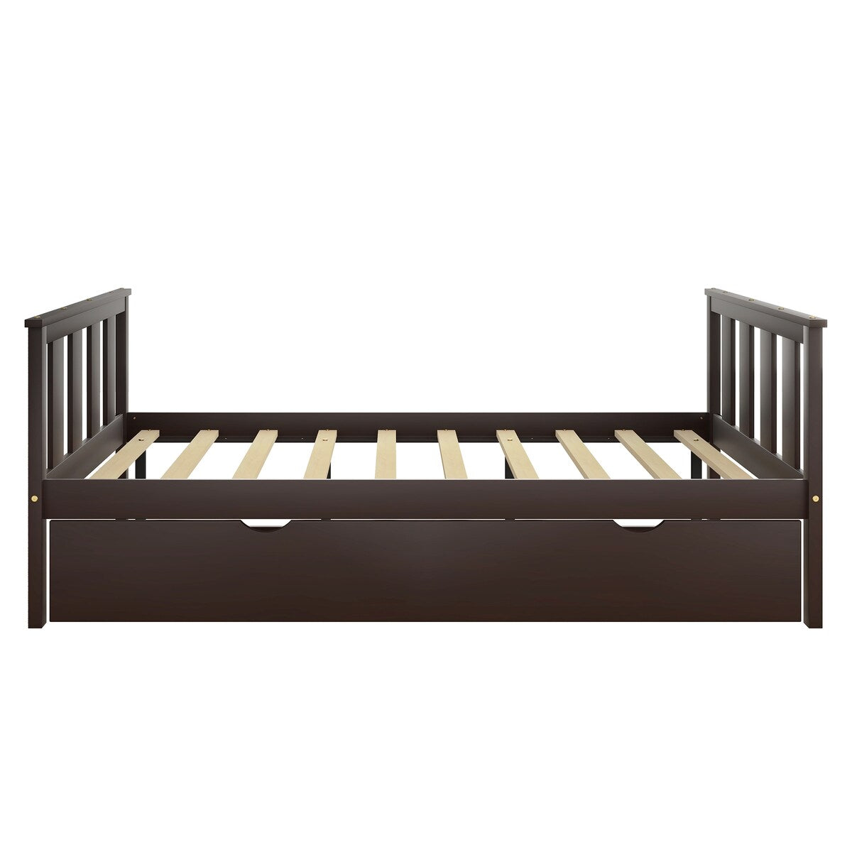 Bed Frame Wood Twin Platform Bed with Pull Out Trundle