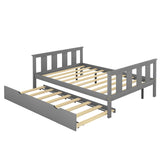Bed Frame Wood Twin Platform Bed with Pull Out Trundle