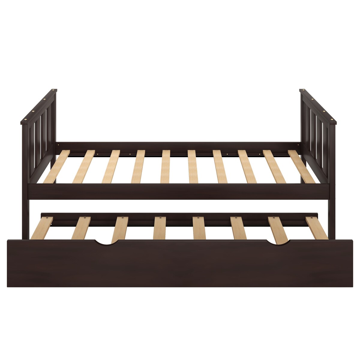 Bed Frame Wood Twin Platform Bed with Pull Out Trundle
