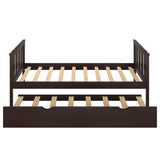 Bed Frame Wood Twin Platform Bed with Pull Out Trundle