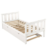 Bed Frame Wood Twin Platform Bed with Pull Out Trundle