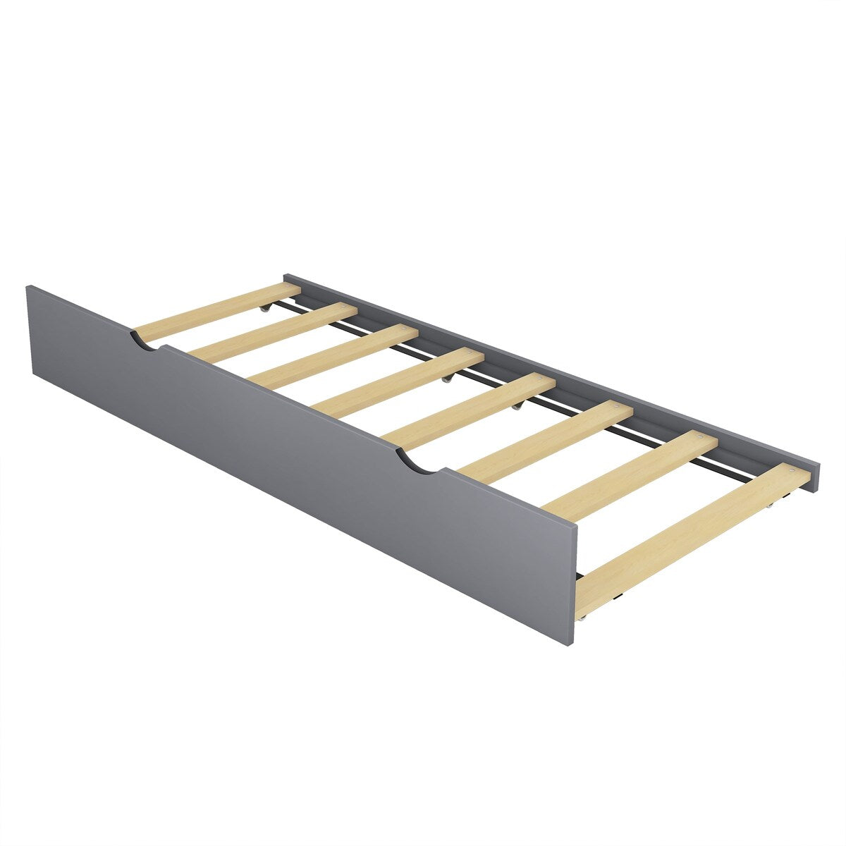 Bed Frame Wood Twin Platform Bed with Pull Out Trundle
