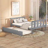 Bed Frame Wood Twin Platform Bed with Pull Out Trundle