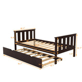 Bed Frame Wood Twin Platform Bed with Pull Out Trundle
