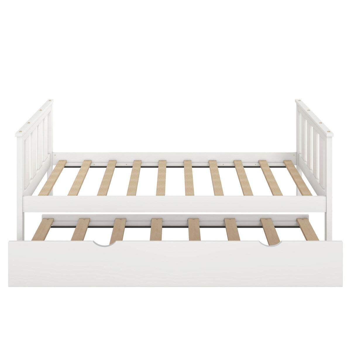Bed Frame Wood Twin Platform Bed with Pull Out Trundle