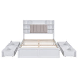 Bed Frame with 4 Under-bed Portable Storage Drawers