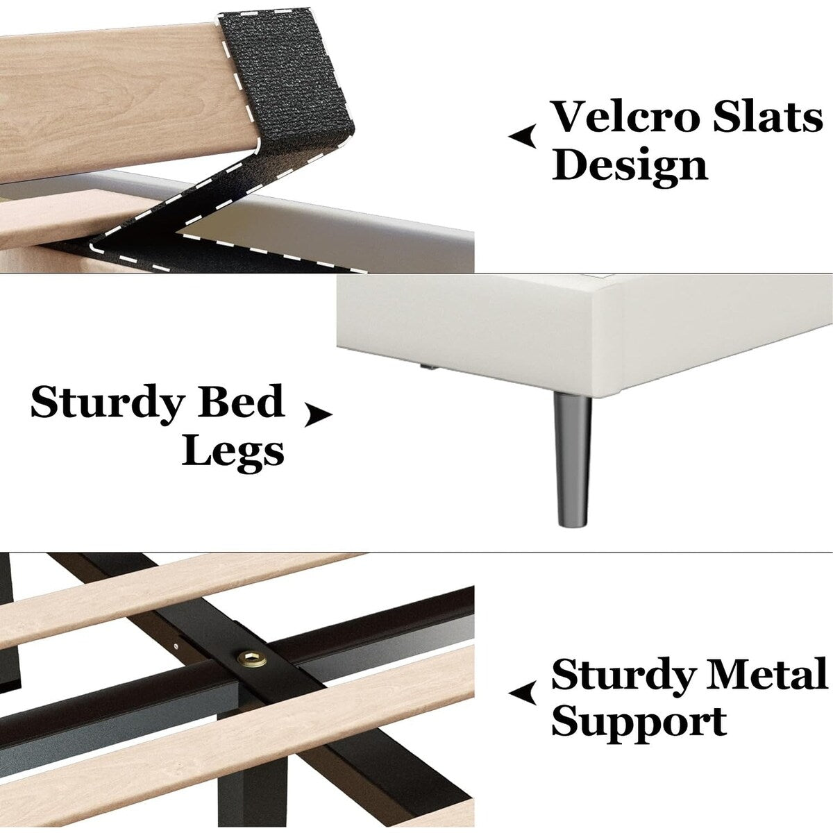 Bed Frame with Velvet Upholstered Headboard