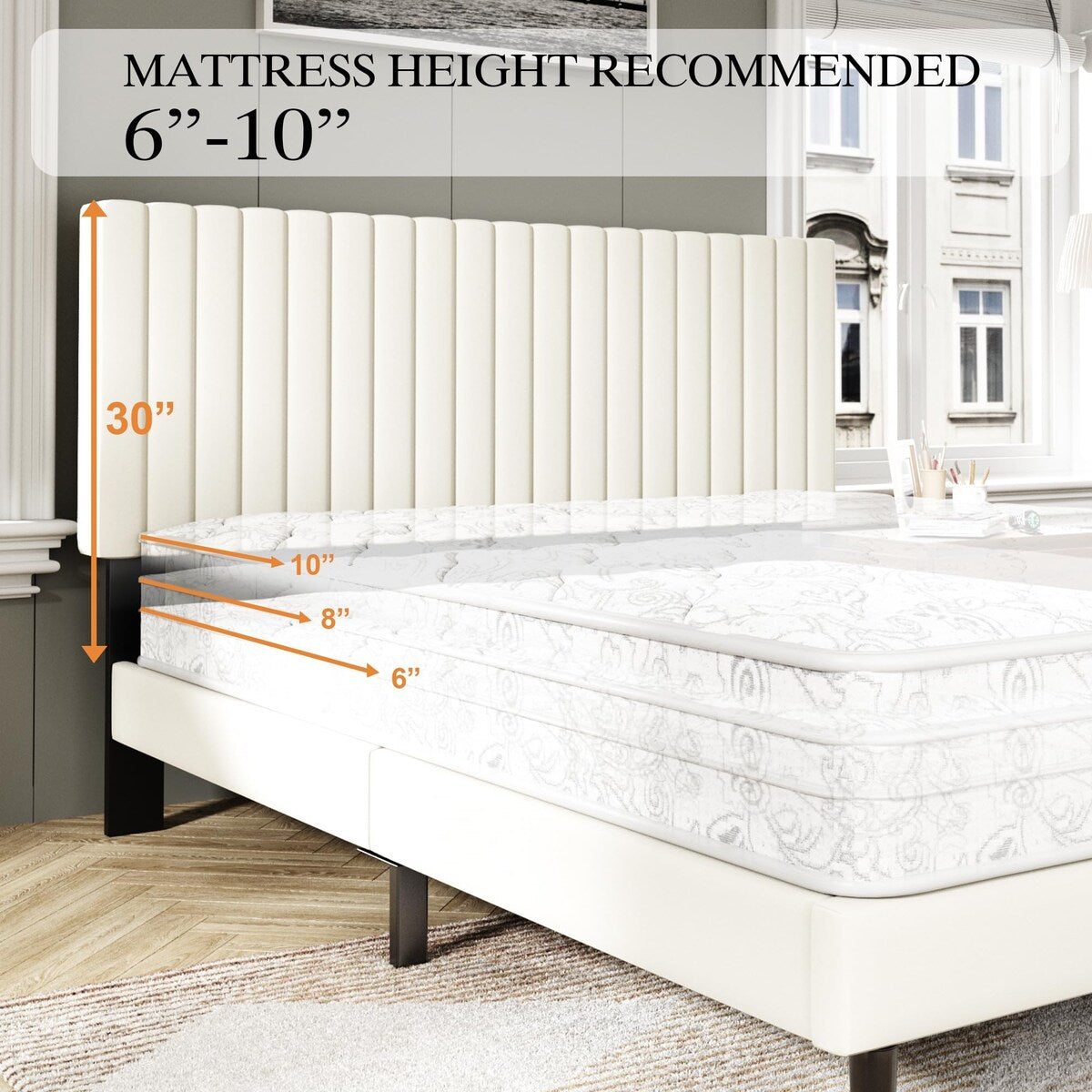 Bed Frame with Velvet Upholstered Headboard