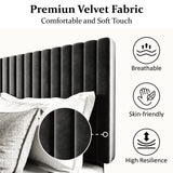 Bed Frame with Velvet Upholstered Headboard