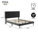 Bed Frame with Velvet Upholstered Headboard