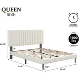 Bed Frame with Velvet Upholstered Headboard