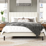 Bed Frame with Velvet Upholstered Headboard