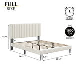 Bed Frame with Velvet Upholstered Headboard