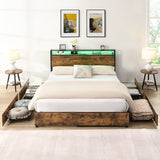 Bed Frame, Storage Headboard With Charging Station