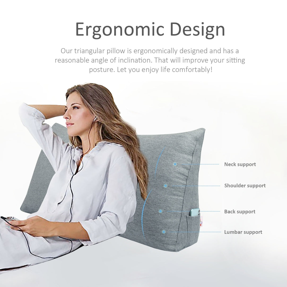 Bed Rest Reading Wedge Pillow Alternative Headboard Back Support