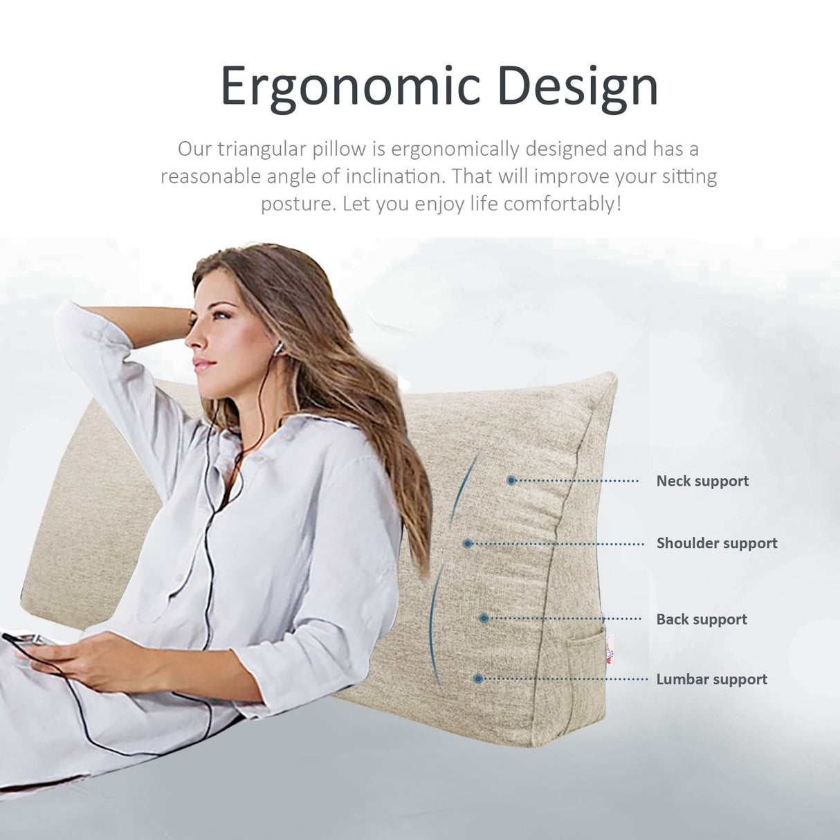 Bed Rest Reading Wedge Pillow Alternative Headboard Back Support