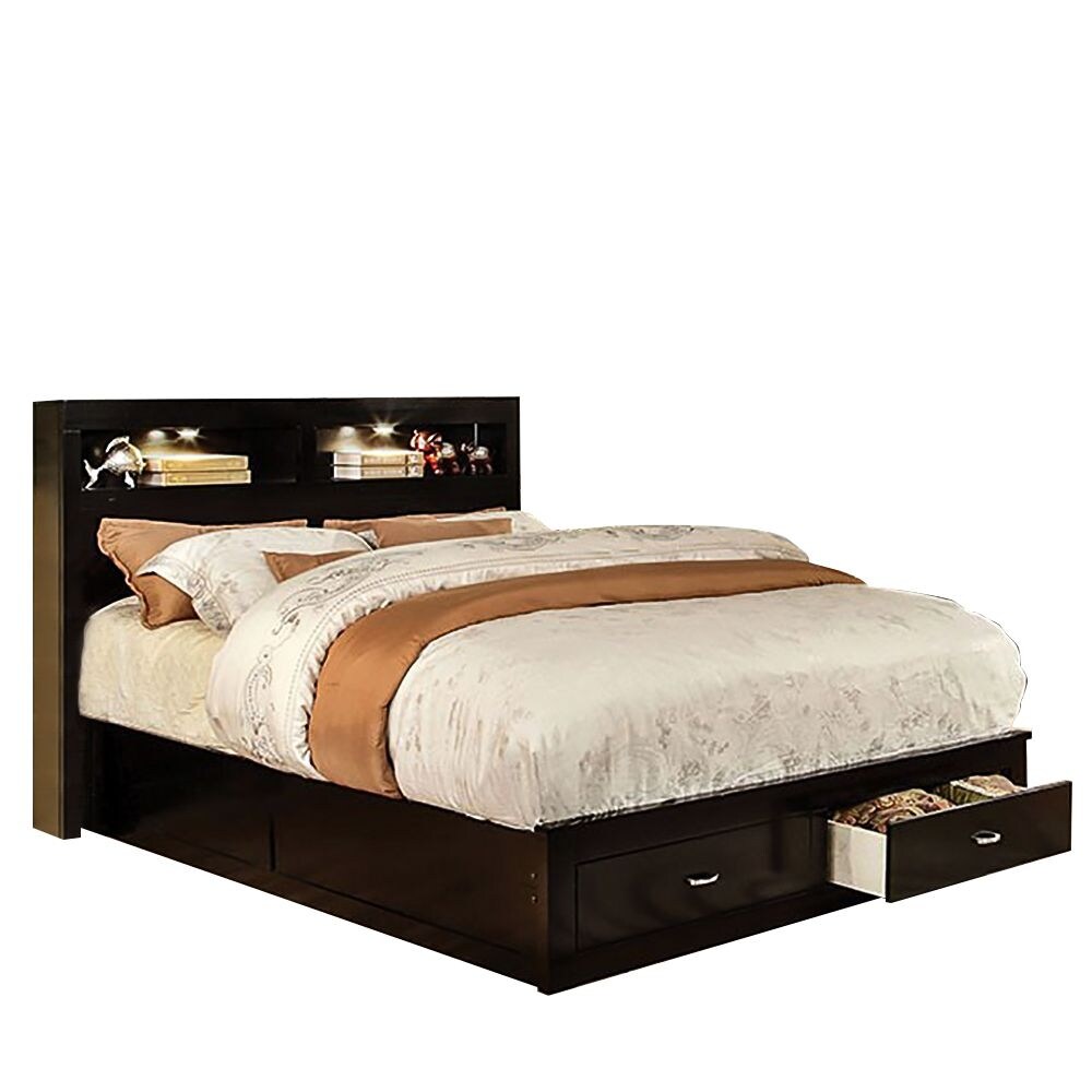 Bed with Storage Drawers in Espresso Finish