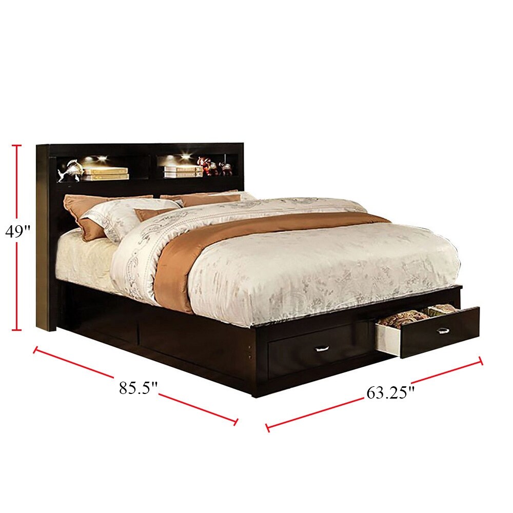 Bed with Storage Drawers in Espresso Finish