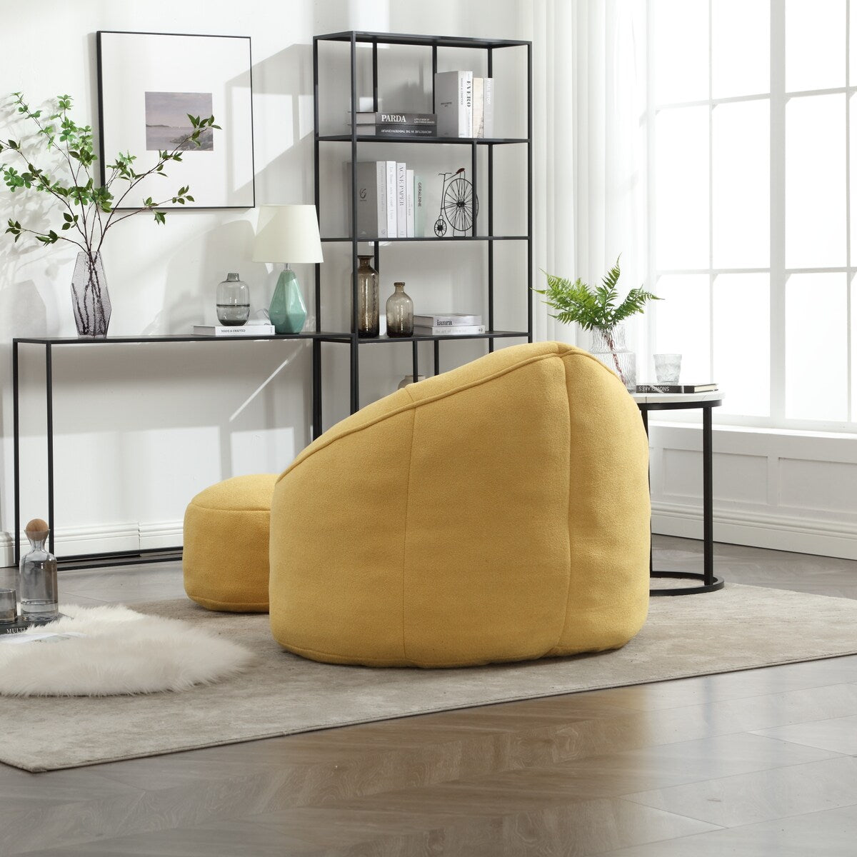 Bedding Bean Bag Sofa Chair High Pressure Foam Adult Material with Padded Foam Padding Compressed Bean Bag With Footrest