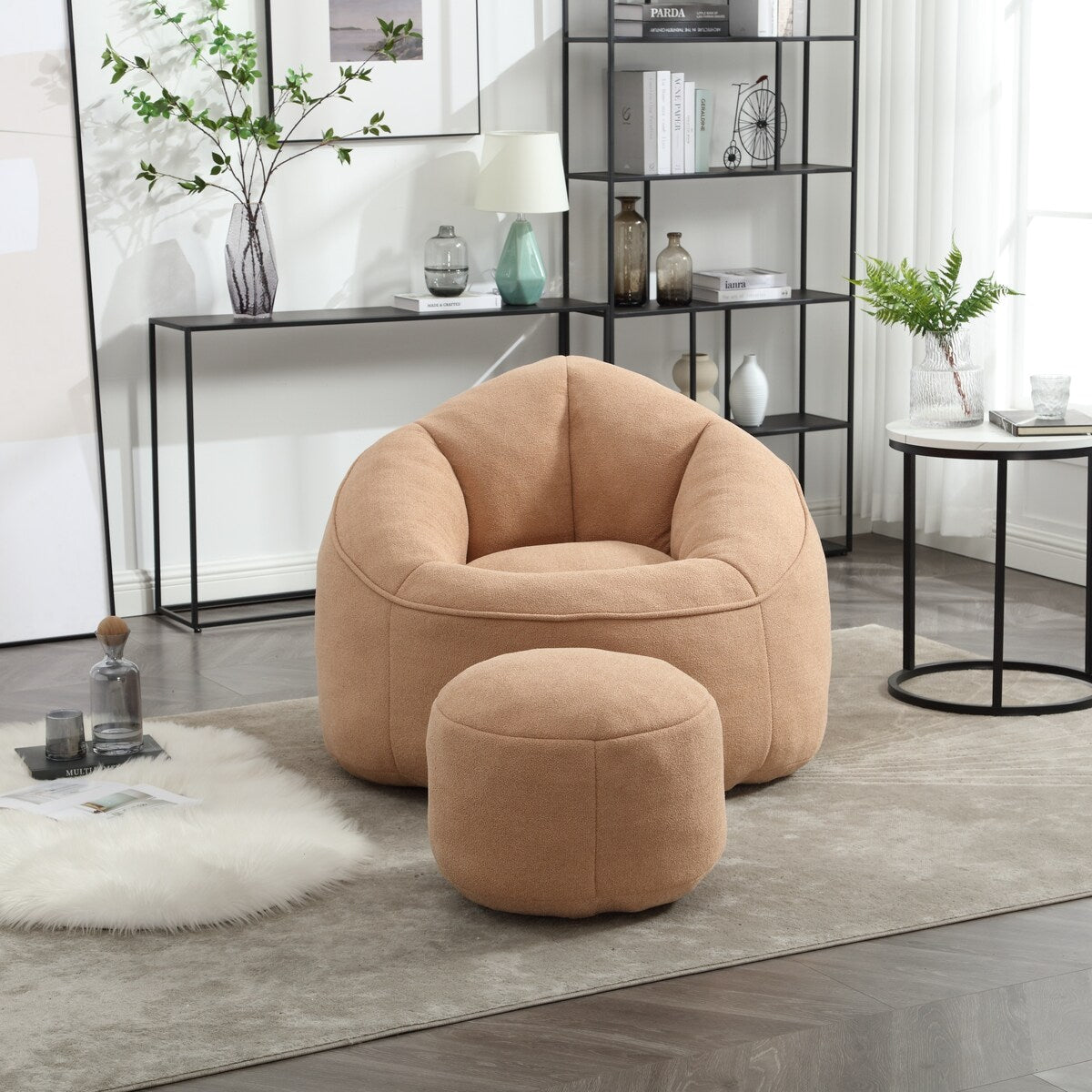 Bedding Bean Bag Sofa Chair High Pressure Foam Adult Material with Padded Foam Padding Compressed Bean Bag With Footrest