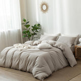 Bedding Duvet Cover Set Washed Cotton Linen Like Textured