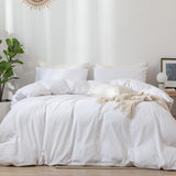 Bedding Duvet Cover Set Washed Cotton Linen Like Textured