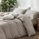 Bedding Duvet Cover Set Washed Cotton Linen Like Textured