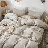 Bedding Duvet Cover Set Washed Cotton Linen Like Textured