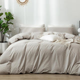 Bedding Duvet Cover Set Washed Cotton Linen Like Textured