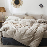 Bedding Duvet Cover Set Washed Cotton Linen Like Textured