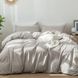 Bedding Duvet Cover Set Washed Cotton Linen Like Textured