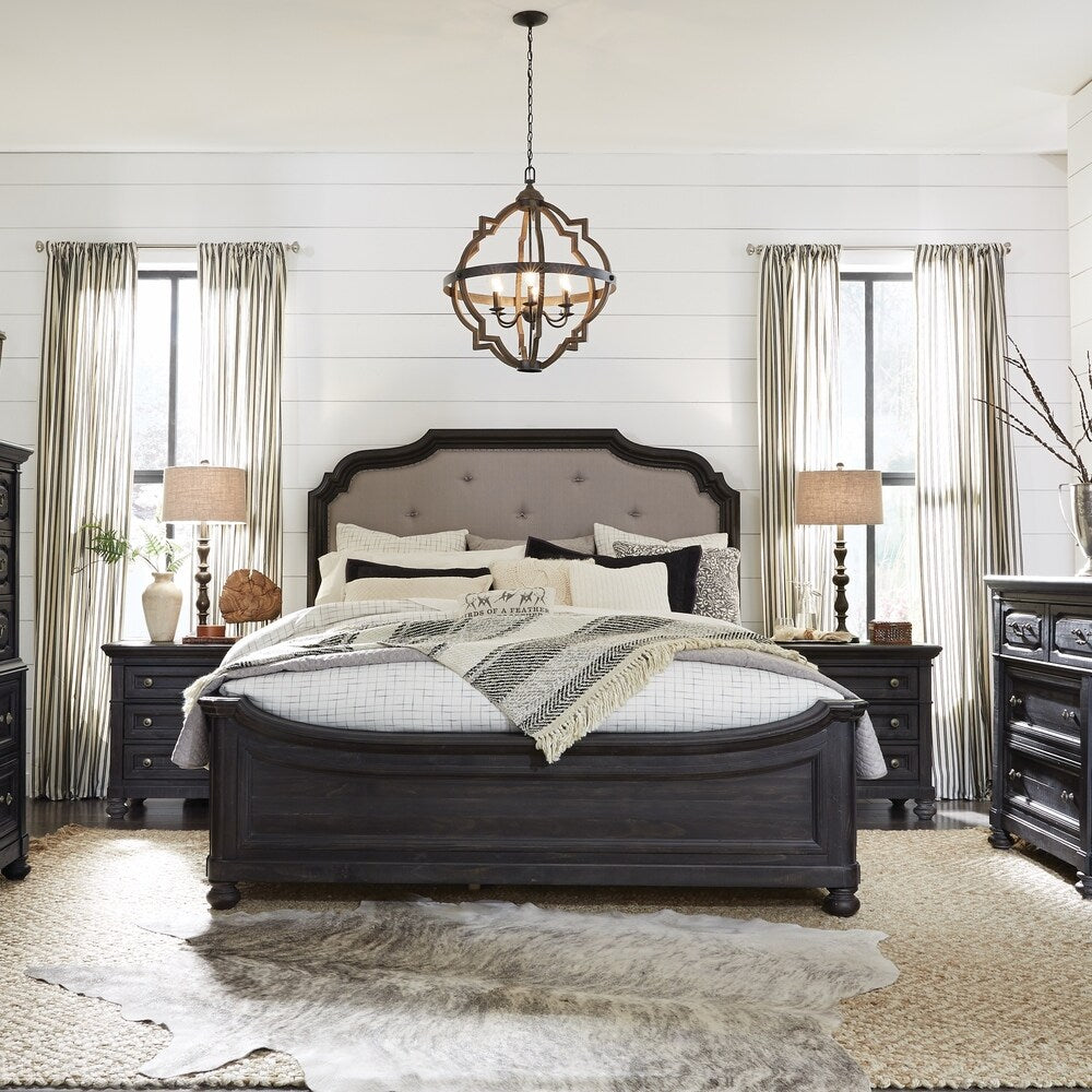 Bedford Corners Farmhouse Anvil Black Queen Island Bed
