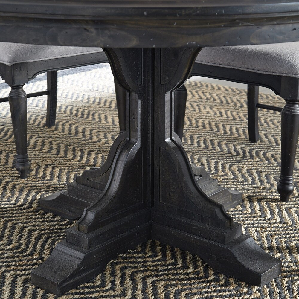 Bedford Corners Round Dining Table in Anvil Black