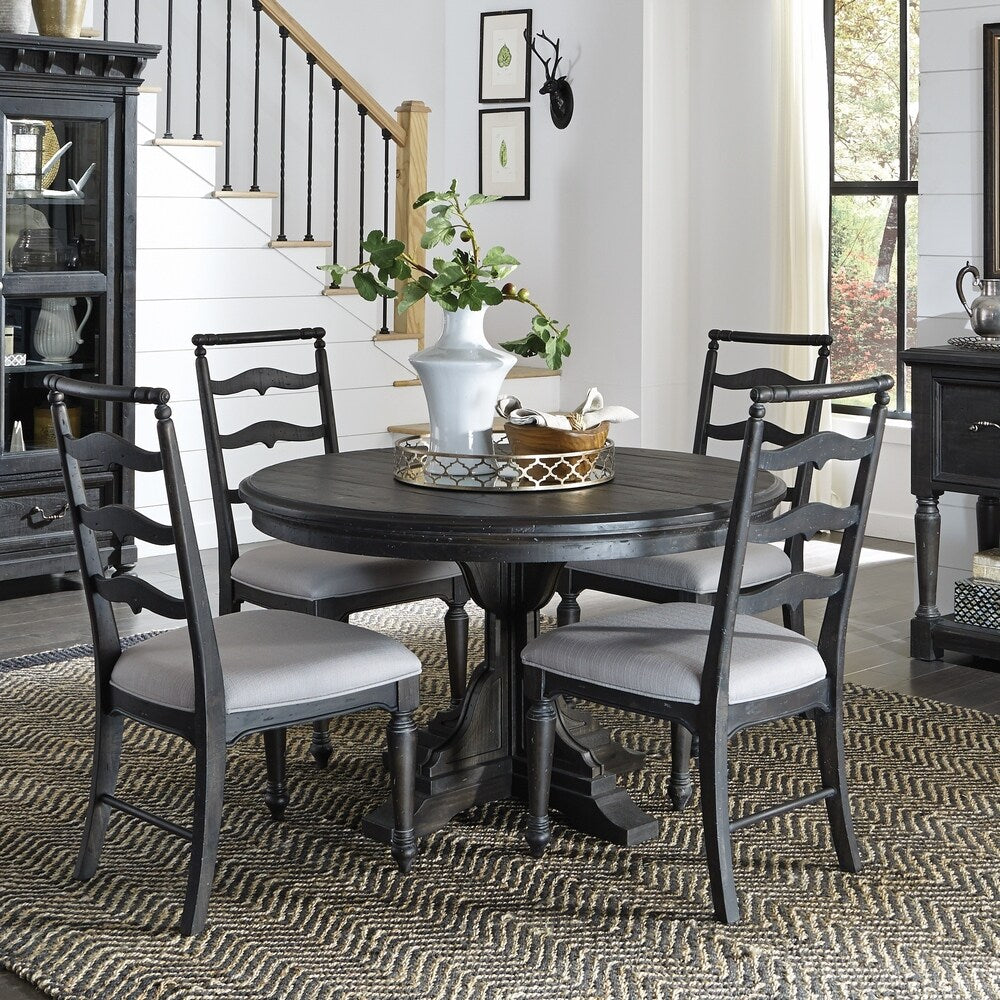 Bedford Corners Round Dining Table in Anvil Black