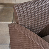 Bedrock Outdoor 2-Seater Wicker Print Club Chair Chat Set with Fire Pit by Christopher Knight Home