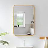 Bedroom Bathroom Square Wall-Mounted Metal Frame High-Definition Mirror
