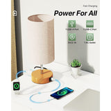 Bedroom Bedside Lamp Touch Control Table Lamp with Linen Fabric Shade