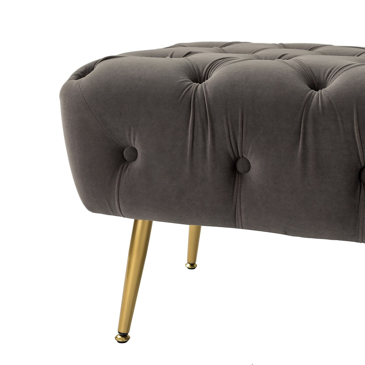 Bedroom Bench,The gold metal legs and tufted design make,polyester fabric,foam filled