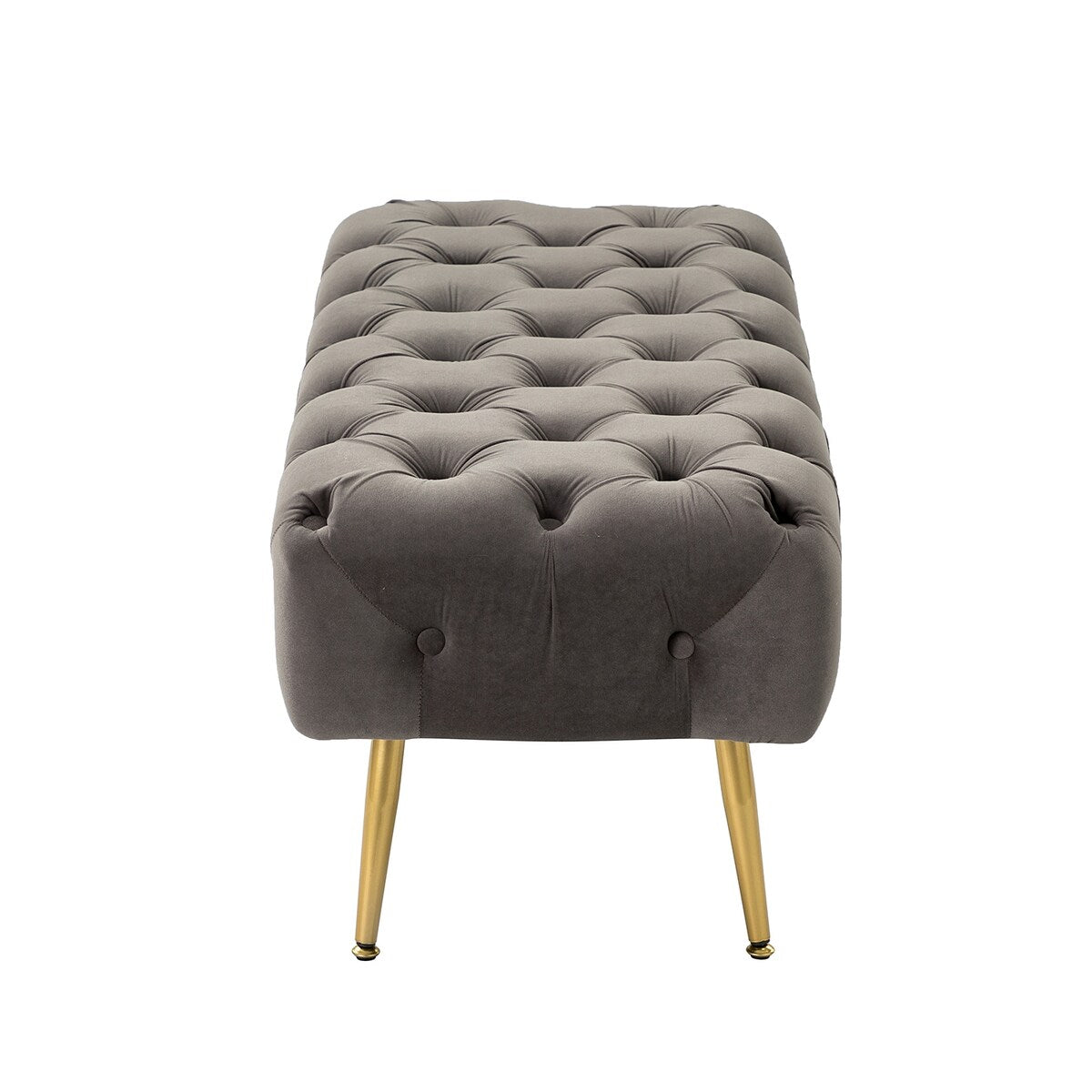 Bedroom Bench,The gold metal legs and tufted design make,polyester fabric,foam filled