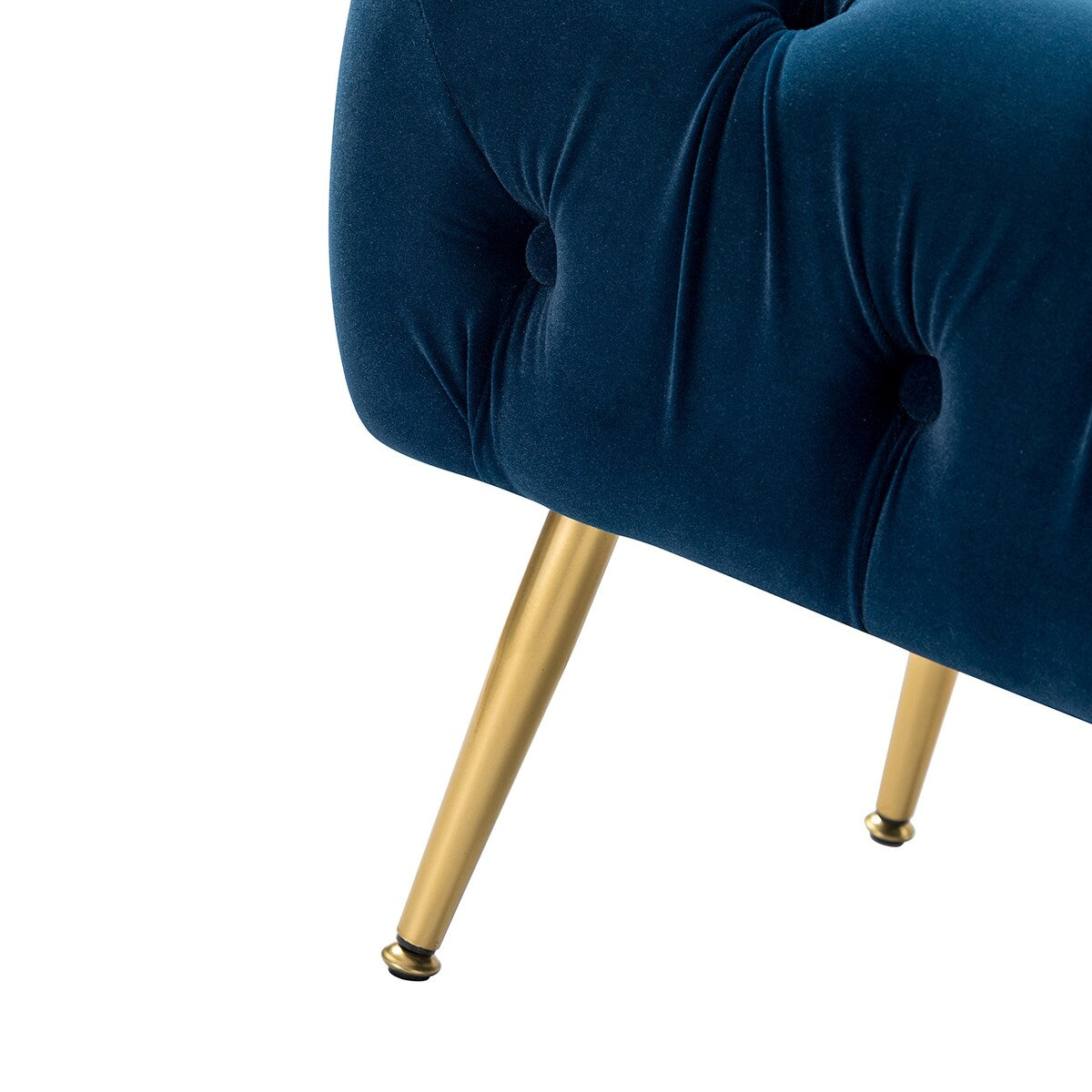 Bedroom Bench,The gold metal legs and tufted design make,polyester fabric,foam filled