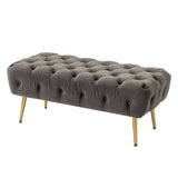 Bedroom Bench,The gold metal legs and tufted design make,polyester fabric,foam filled